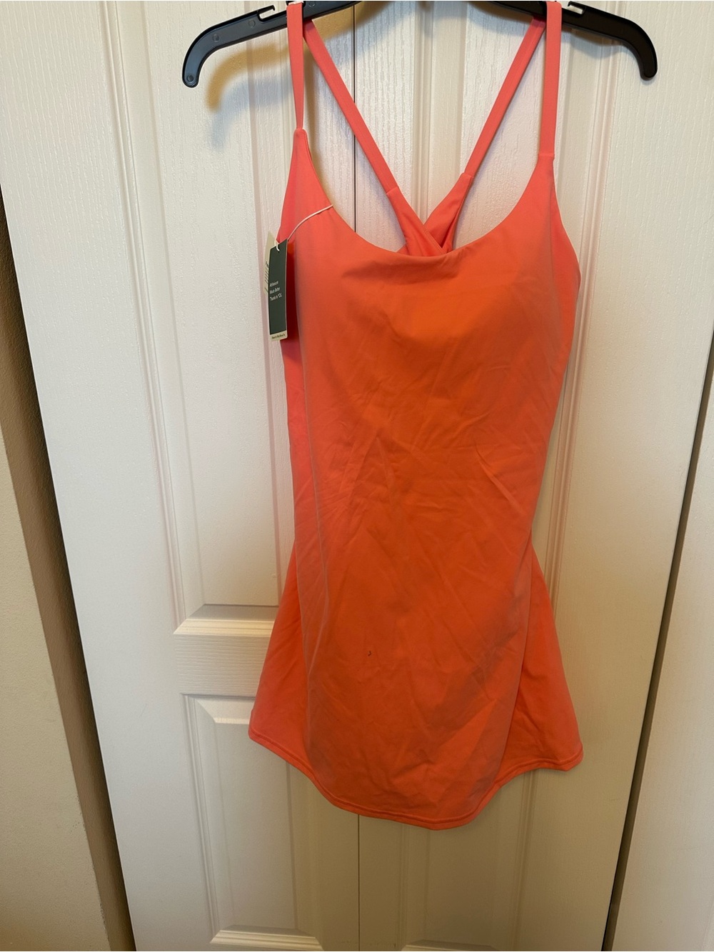 HALARA Coral Pink Mini Dress with Cross-Back Straps